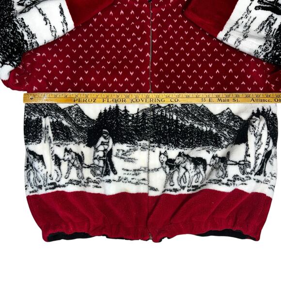 Vintage Denali Coat fleece Womens Red Reversible Forrest Wolf nature size large - Picture 5 of 10